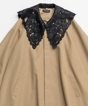 【26SPRING PRE-ORDER】Lace Collar Tent Flare Trench Coat