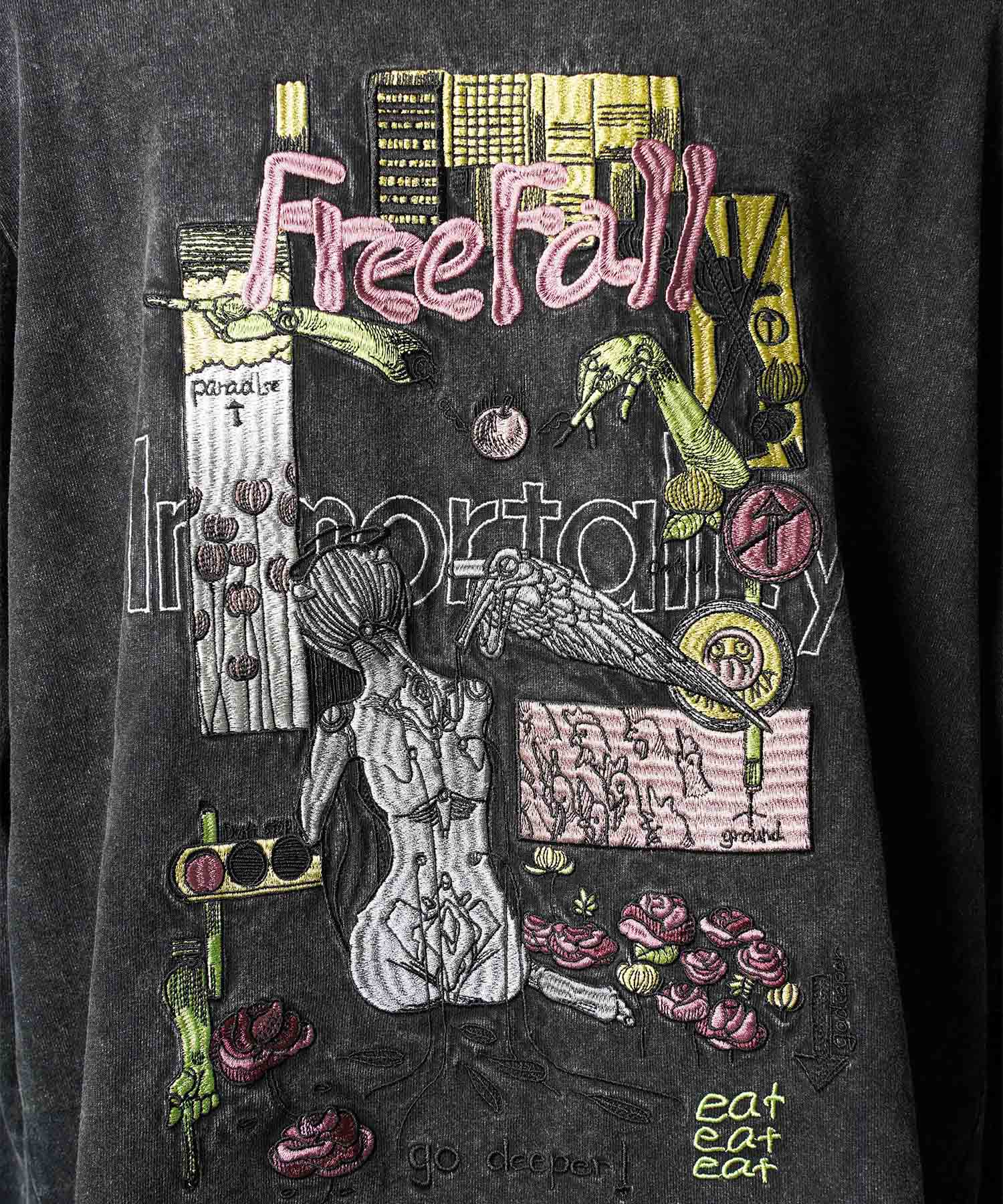 Artist Graphical Embroidery Prime-Over Crew Neck Long Sleeve T-Shirt