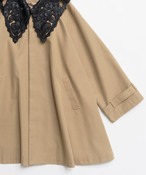 【26SPRING PRE-ORDER】Lace Collar Tent Flare Trench Coat