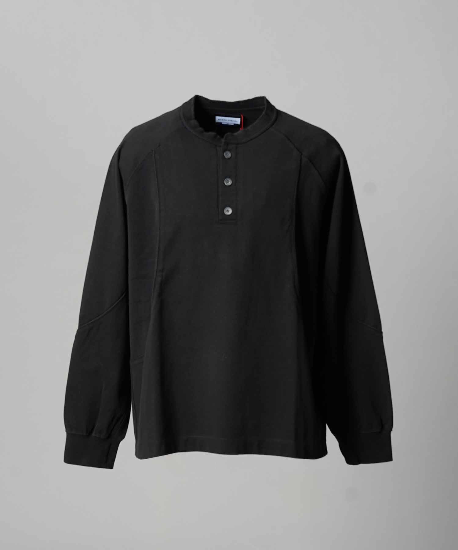 Curve switching Prime-Over Henry Neck Long Sleeve T-Shirt
