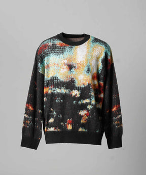 [25AW PRE-ORDER] Contemporary Art Jacquard Prime-Over Crew Neck Shaggy Knit Pullover