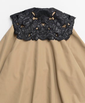【26SPRING PRE-ORDER】Lace Collar Tent Flare Trench Coat