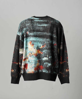 [25AW PRE-ORDER] Contemporary Art Jacquard Prime-Over Crew Neck Shaggy Knit Pullover