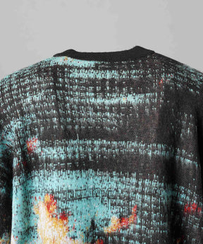 [25AW PRE-ORDER] Contemporary Art Jacquard Prime-Over Crew Neck Shaggy Knit Pullover