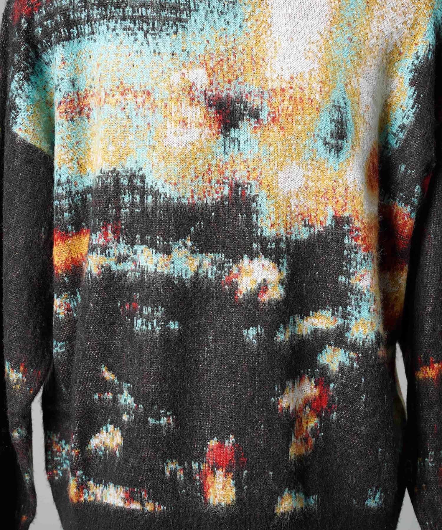 [25AW PRE-ORDER] Contemporary Art Jacquard Prime-Over Crew Neck Shaggy Knit Pullover