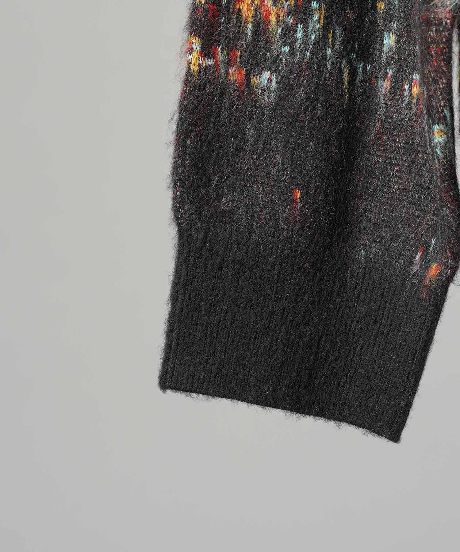 [25AW PRE-ORDER] Contemporary Art Jacquard Prime-Over Crew Neck Shaggy Knit Pullover