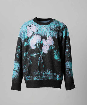[25AW PRE-ORDER] Contemporary Art Jacquard Prime-Over Crew Neck Shaggy Knit Pullover