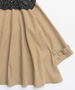 【26SPRING PRE-ORDER】Lace Collar Tent Flare Trench Coat
