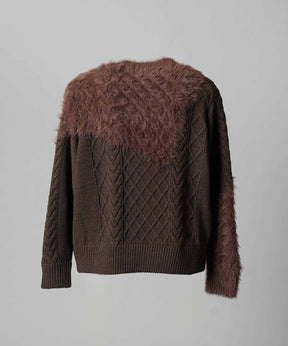 [25AW PRE-ORDER] Cable Shaggy Mix Prime-Over Crew Neck Knit Pullover
