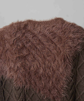 [25AW PRE-ORDER] Cable Shaggy Mix Prime-Over Crew Neck Knit Pullover