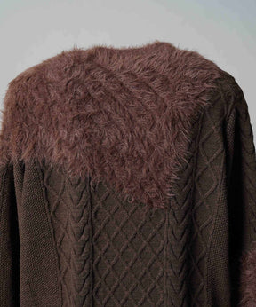 [25AW PRE-ORDER] Cable Shaggy Mix Prime-Over Crew Neck Knit Pullover