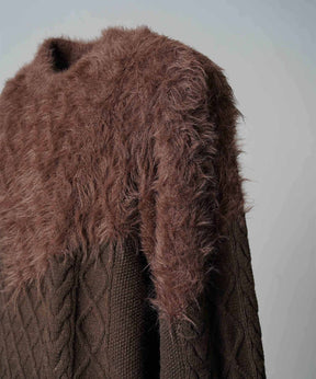 [25AW PRE-ORDER] Cable Shaggy Mix Prime-Over Crew Neck Knit Pullover