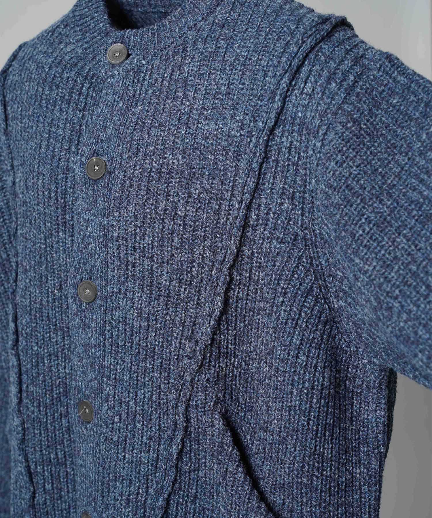 [25AW PRE-ORDER] 3 colors Wool Nylon Prime-Over Crew Neck Knit Cardigan