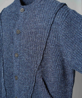[25AW PRE-ORDER] 3 colors Wool Nylon Prime-Over Crew Neck Knit Cardigan