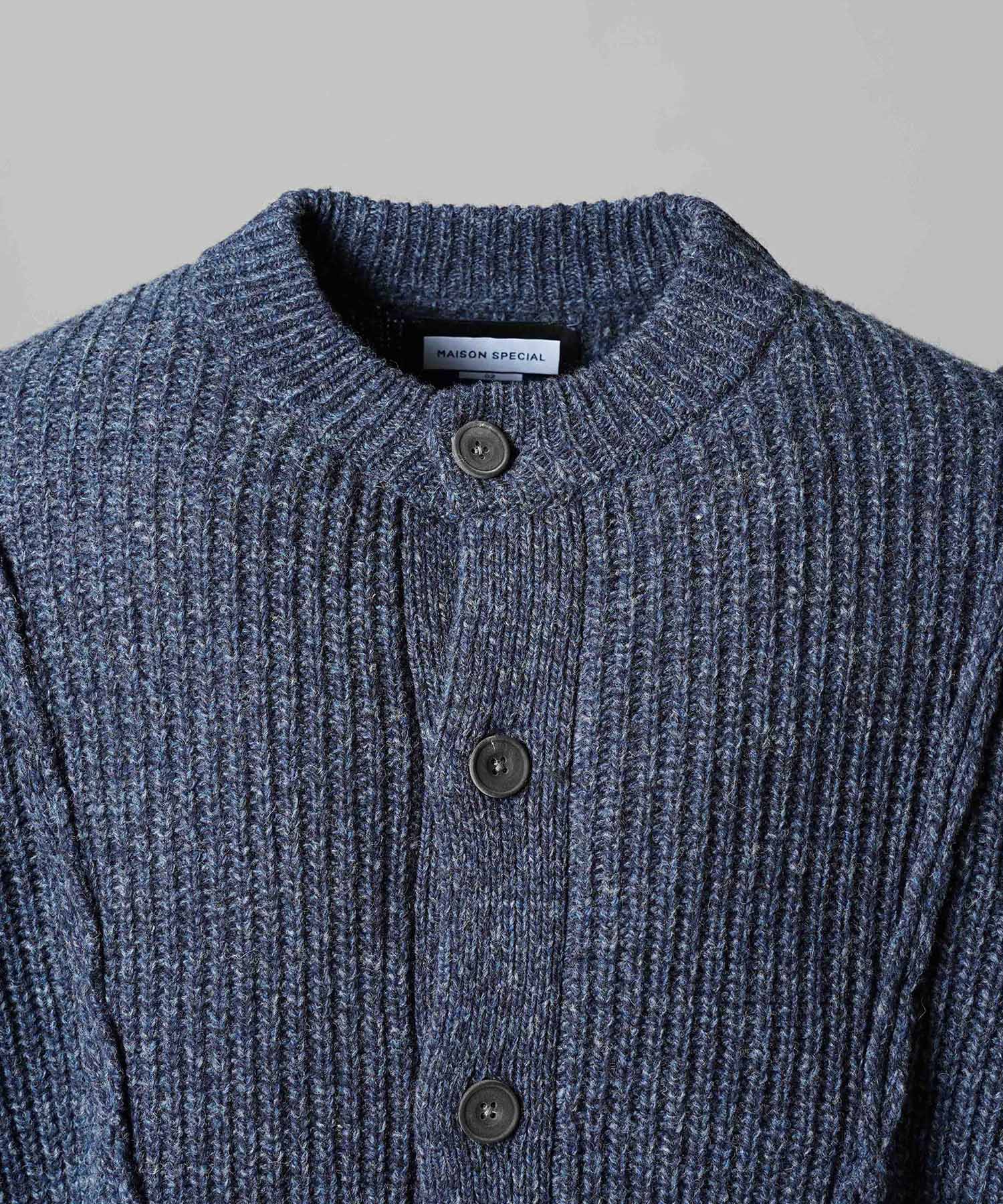 [25AW PRE-ORDER] 3 colors Wool Nylon Prime-Over Crew Neck Knit Cardigan