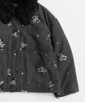 [26WINTER COLLECTION] 2WAY 领 Bijou 刺绣羽绒外套