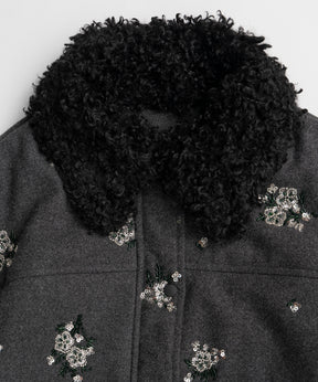 [26WINTER COLLECTION] 2WAY 领 Bijou 刺绣羽绒外套