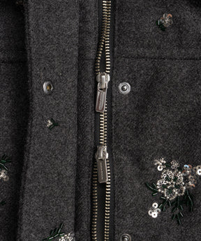 [26WINTER COLLECTION] 2WAY 领 Bijou 刺绣羽绒外套