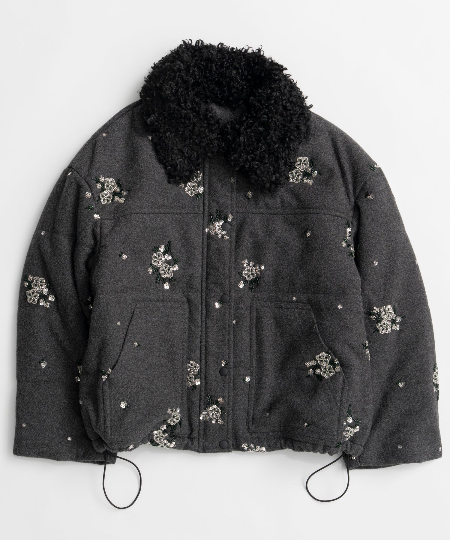 [26WINTER COLLECTION] 2WAY 领 Bijou 刺绣羽绒外套