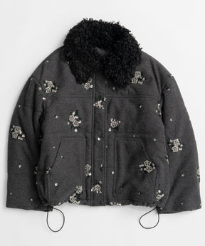 [26WINTER COLLECTION] 2WAY 领 Bijou 刺绣羽绒外套