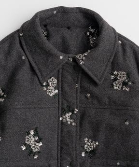 [26WINTER COLLECTION] 2WAY 领 Bijou 刺绣羽绒外套