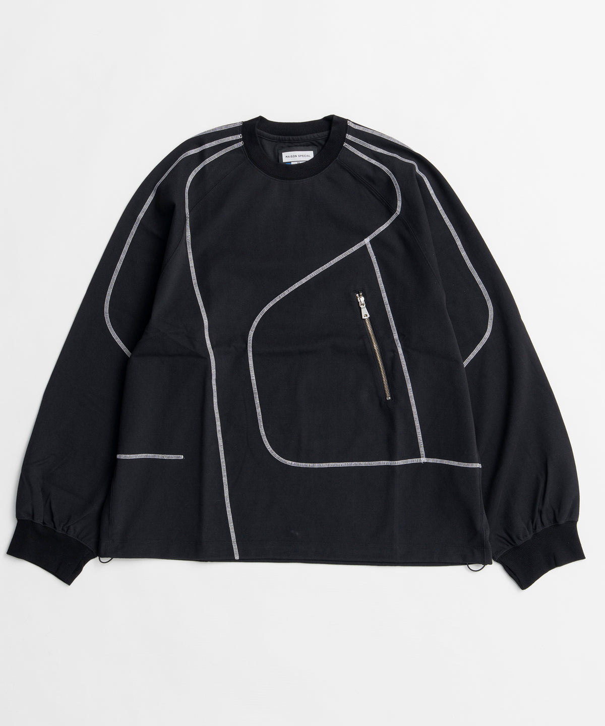 スラブ天竺プライムオーバーファスナーディテールラグランTシャツ