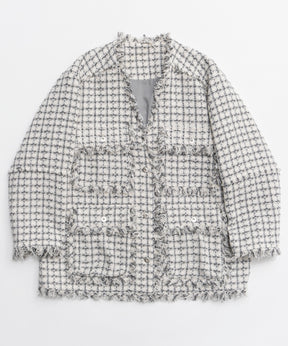 【26SPRING PRE-ORDER】Fringe Tweed Long Jacket