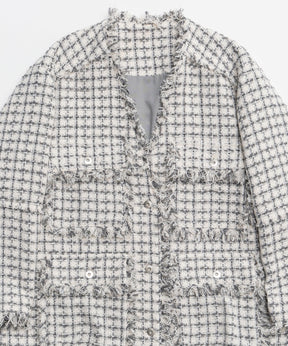 【26SPRING PRE-ORDER】Fringe Tweed Long Jacket