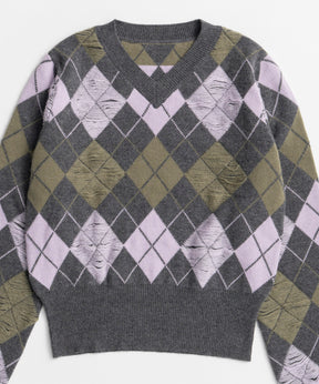 【26WINTER COLLECTION】Drop needle Argyle Knit