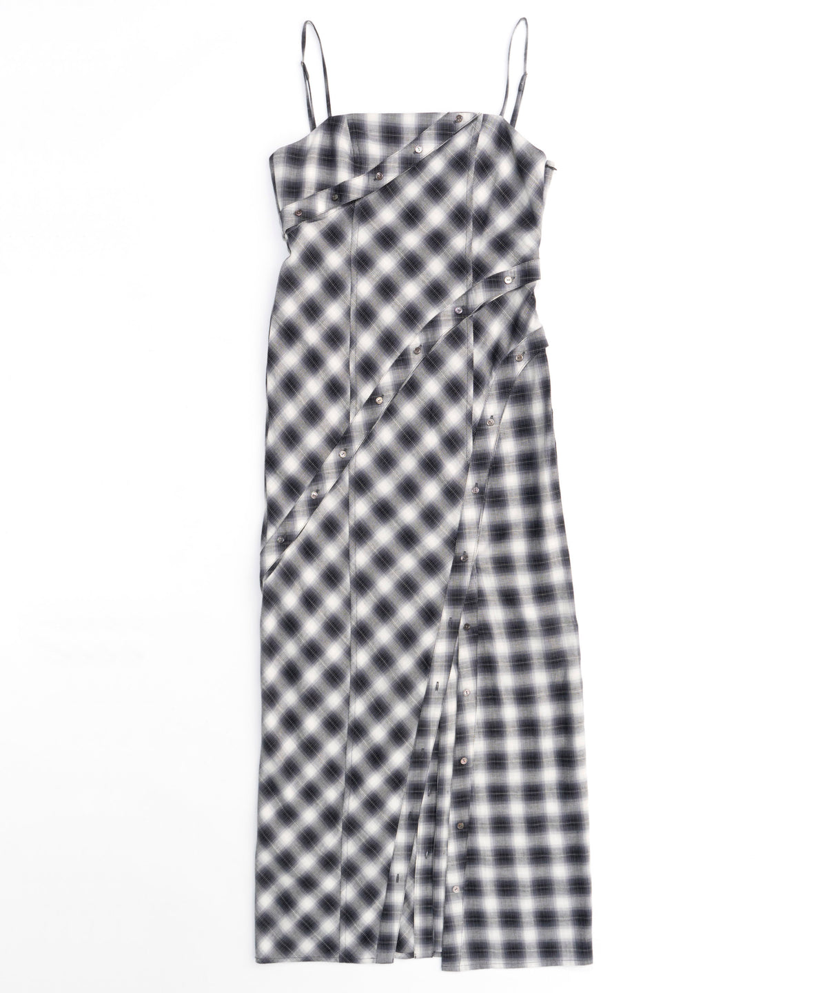 【24AUTUMN PRE-ORDER】Button Slit Checkered Camisole Maxidresses
