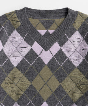 【26WINTER COLLECTION】Drop needle Argyle Knit
