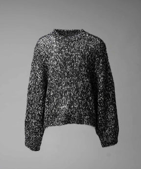 Tape Yarn Mix Hand Knitting Prime-Over Crew Neck Knit Pullover