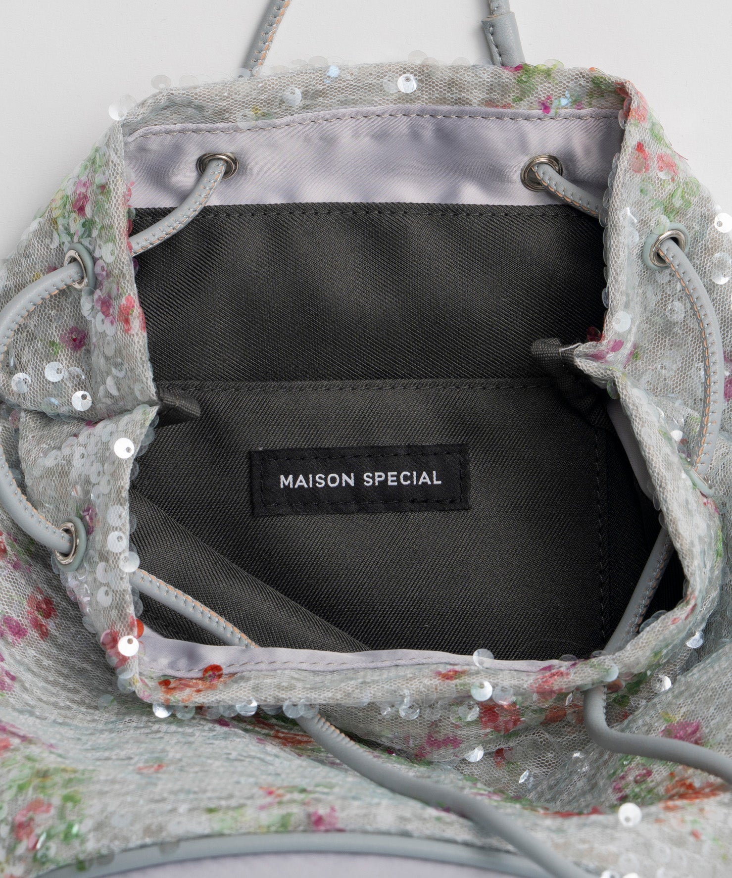 Flower Sequin Drawstring Bag