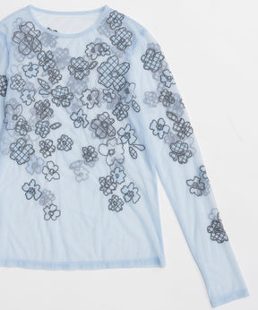 【26SPRING PRE-ORDER】Flower Embroidery Sheer Tops