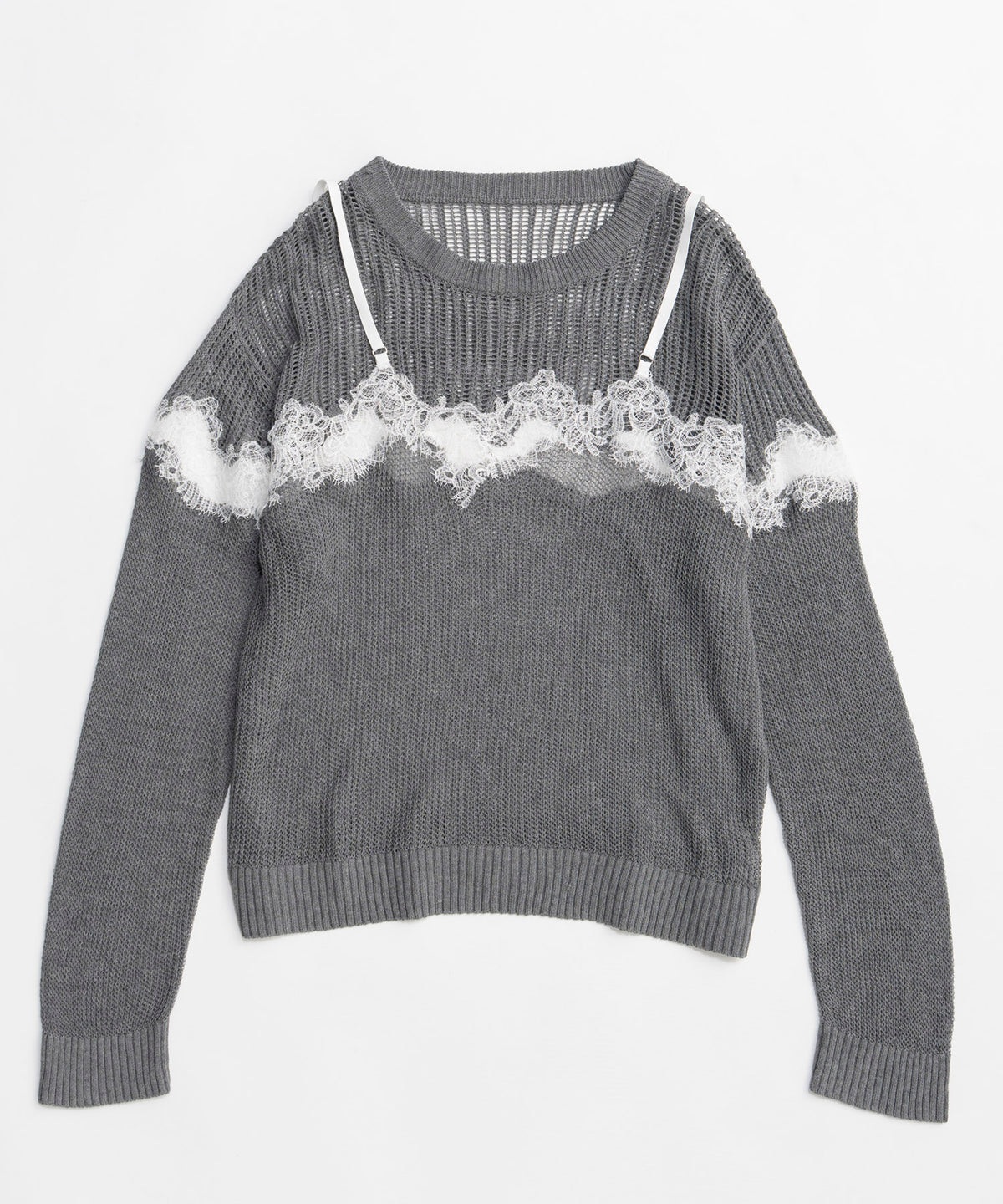 【26SPRING PRE-ORDER】Lace-Combi Mesh Knit Pullover