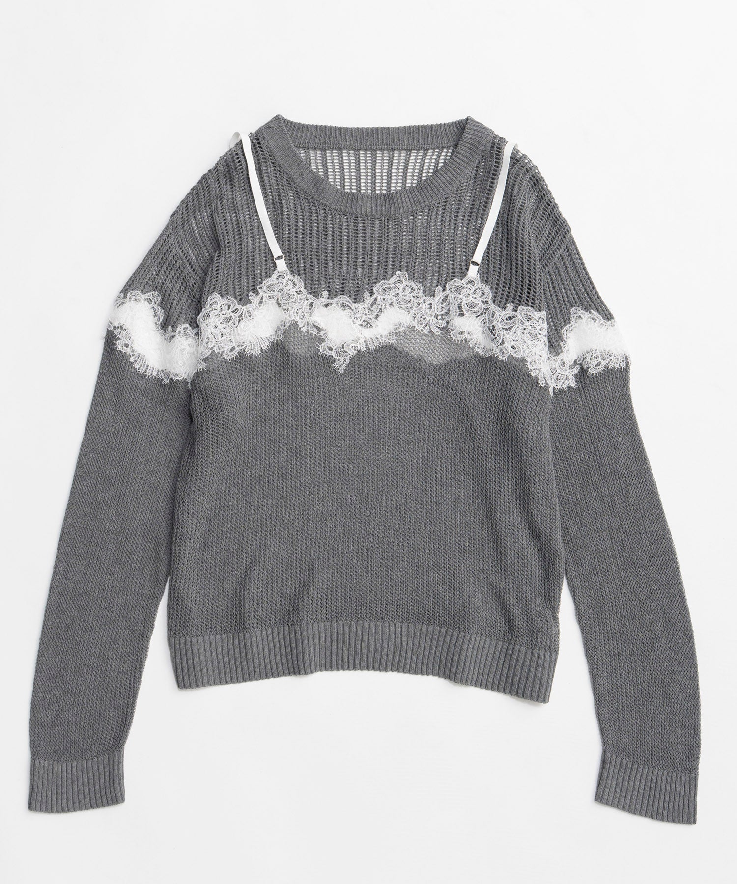 【26SPRING PRE-ORDER】Lace-Combi Mesh Knit Pullover
