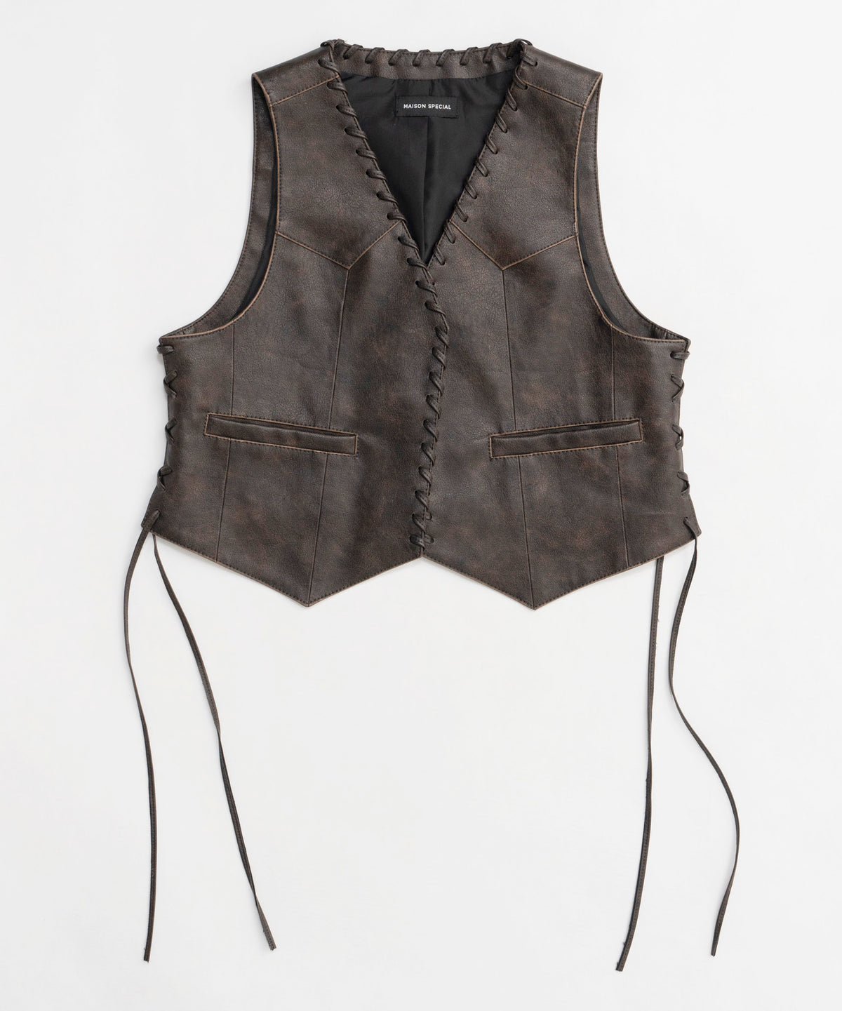 【25SPRING PRE-ORDER】Lace Up Short Length Vegan Leather Vest