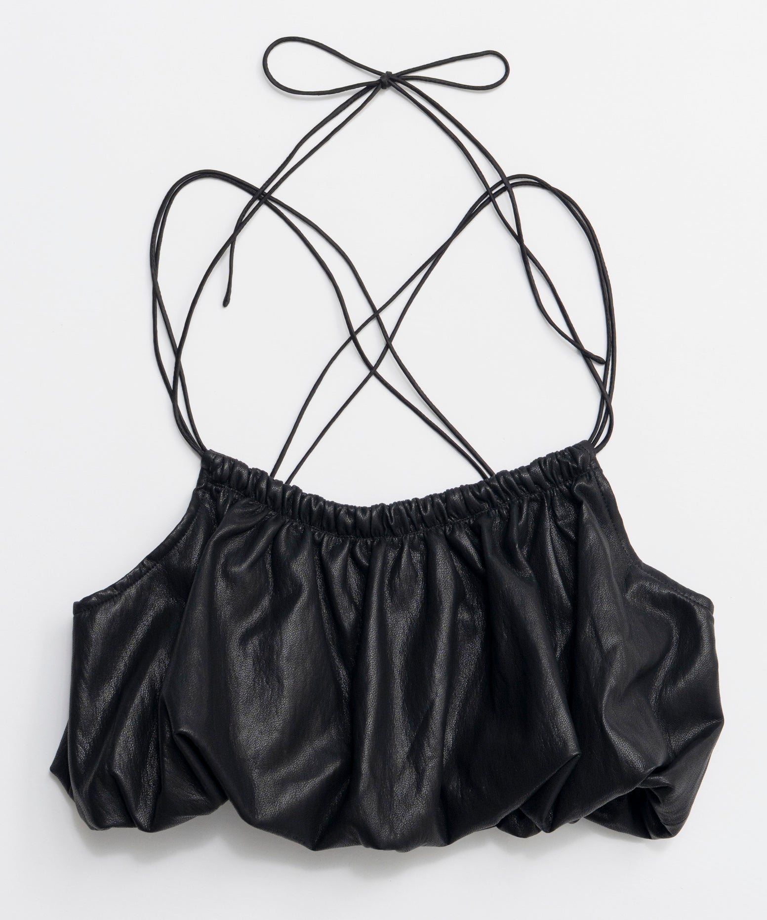 【26SPRING preorder】Gathered Balloon Vegan Leather Bustier