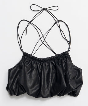 【26SPRING preorder】Gathered Balloon Vegan Leather Bustier