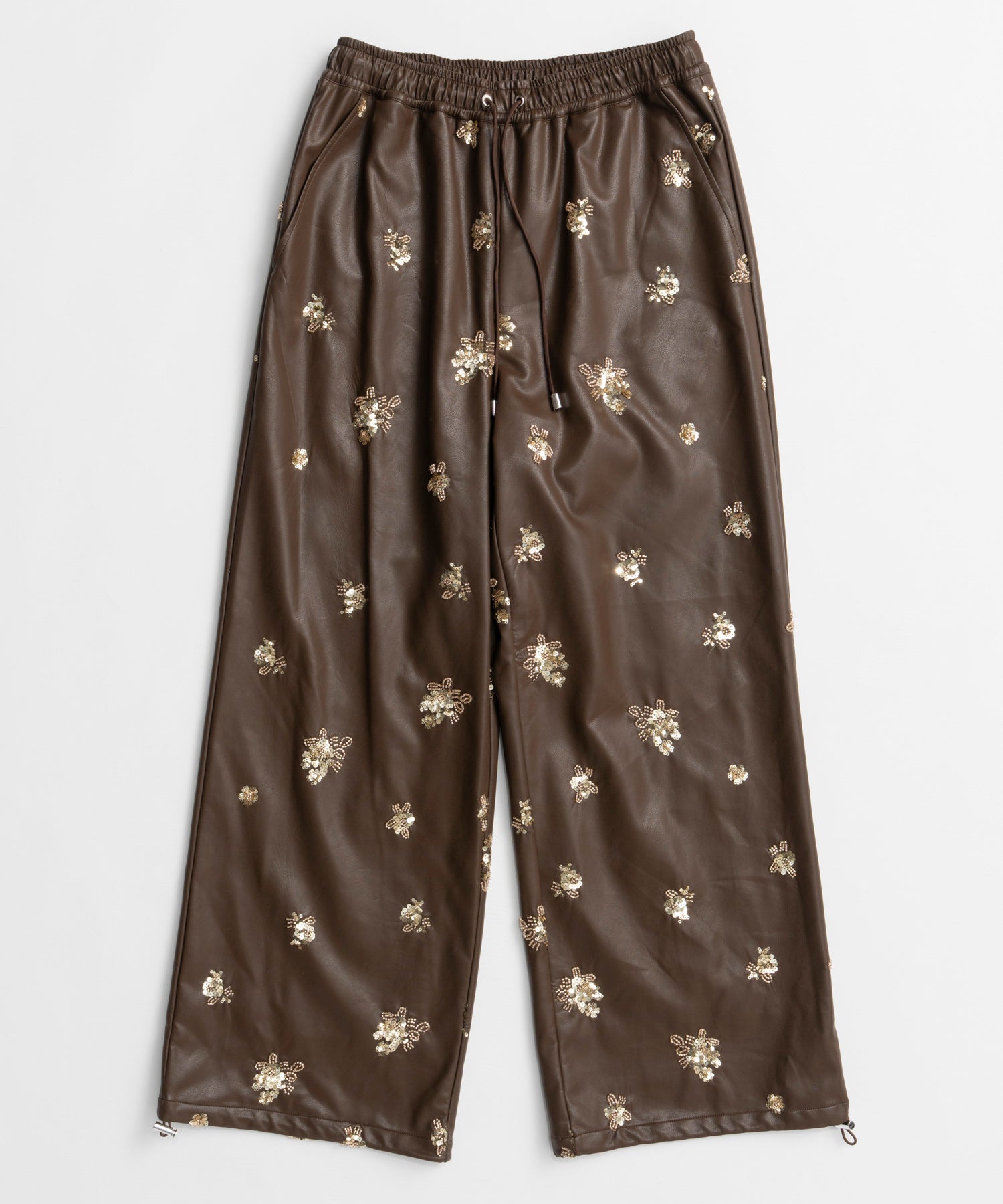 【26WINTER COLLECTION】Beads embroidery Leather Pants