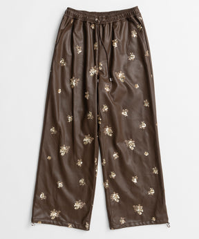 【26WINTER COLLECTION】Beads embroidery Leather Pants