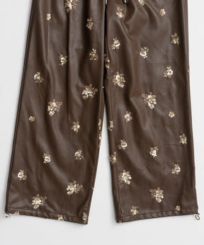 【26WINTER COLLECTION】Beads embroidery Leather Pants