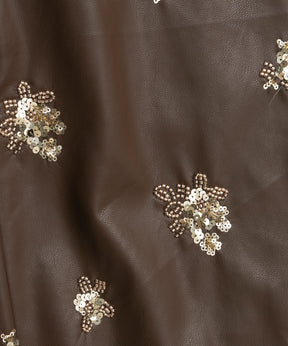 【26WINTER COLLECTION】Beads embroidery Leather Pants
