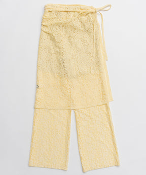 [26SPRING PRE-ORDER] 사이드 개더 랩 레이스 스커트 팬츠