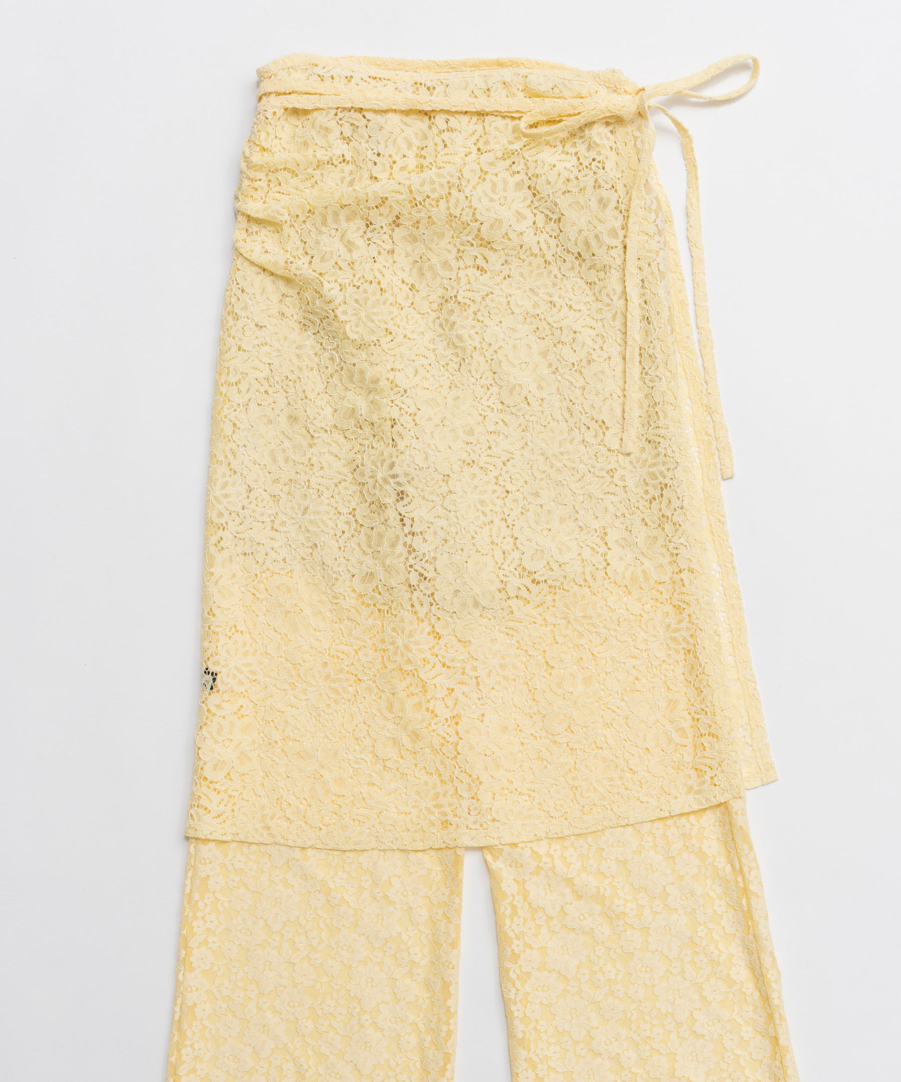 [26SPRING PRE-ORDER] 사이드 개더 랩 레이스 스커트 팬츠