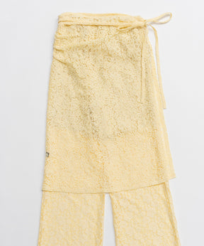 [26SPRING PRE-ORDER] 사이드 개더 랩 레이스 스커트 팬츠