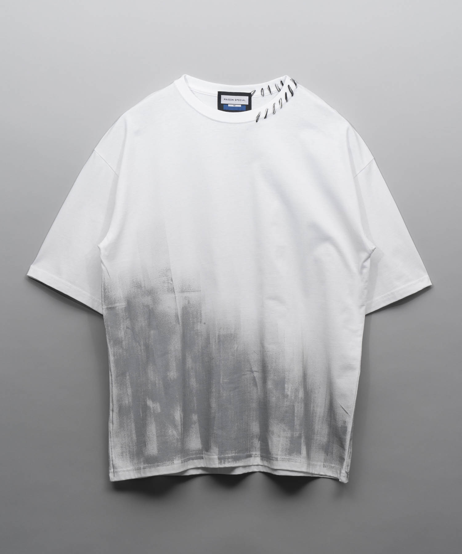[24SS Pre-Order] Abstract Hand-Rolling Printed Oversized Stitched Crew Neck T-Shirt
