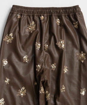【26WINTER COLLECTION】Beads embroidery Leather Pants