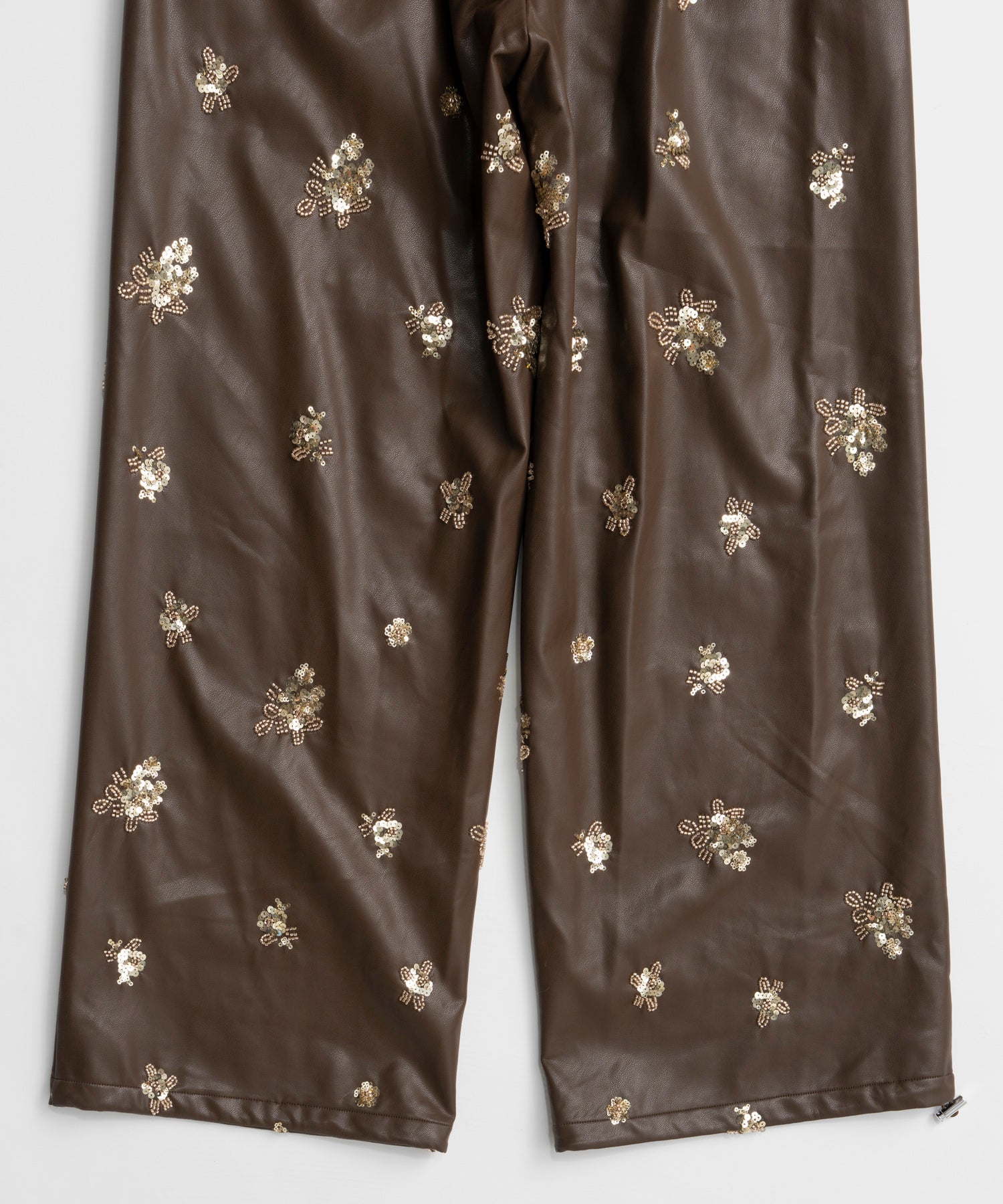 【26WINTER COLLECTION】Beads embroidery Leather Pants