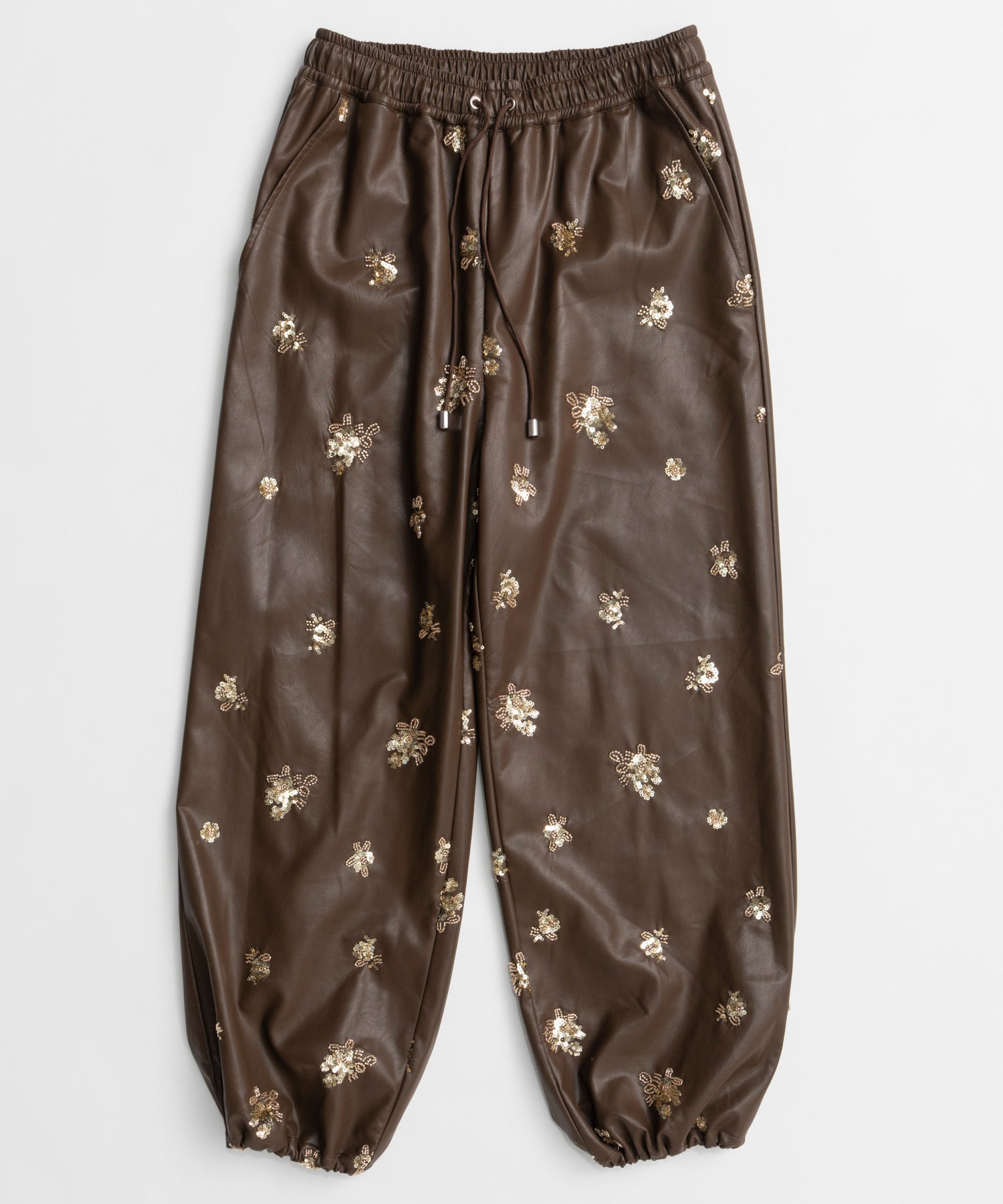【26WINTER COLLECTION】Beads embroidery Leather Pants